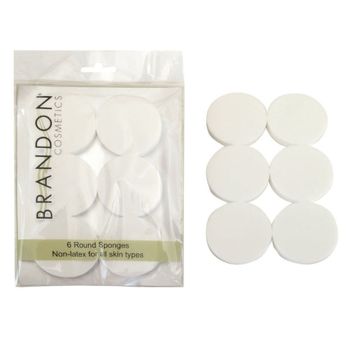 Brandon Cosmetics Non-Latex, Round Make-Up Sponge, 6/Bag