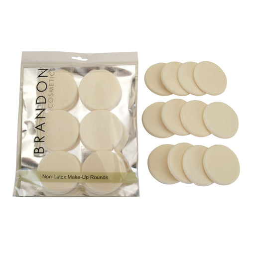 Brandon Cosmetics Slim, Round Make-Up Sponge, 12/Bag (9332)